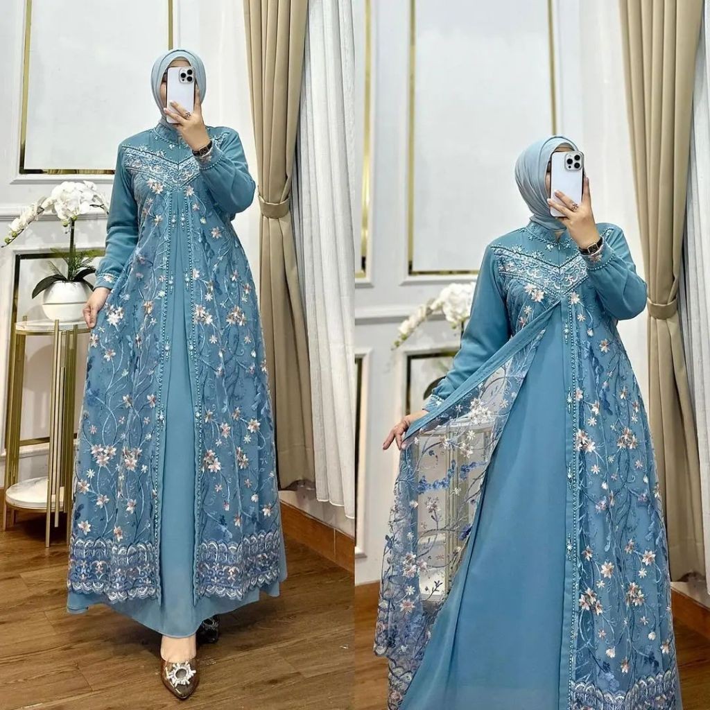 [PROMO MURAH] Gamis Brokat Terbaru 2025 Mewah Kekinian Arista Dress maxy bahan Ceruty  babydoll mix 