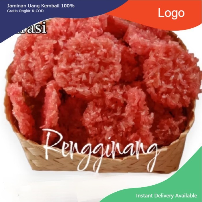 

Rengginang Mentah Beras Ketan Asli Ranginang Ketan Hitam Terasi Bawang 500 gram - Merah (Terasi)