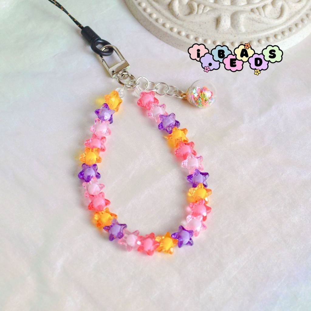 Beads Strap Gantungan Sprinkle Star (SB) Gantungan HP bracelet gelang / Lanyard HP estetik / Phone S
