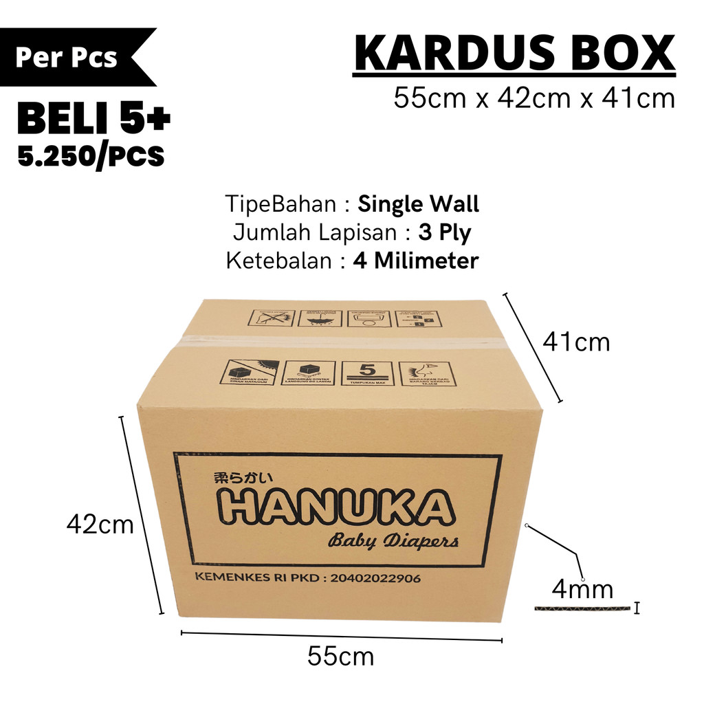 

[Toko Pempers] Kardus Box Bekas Hanuka Per PCS Ukuran 55 x 42 x 41cm