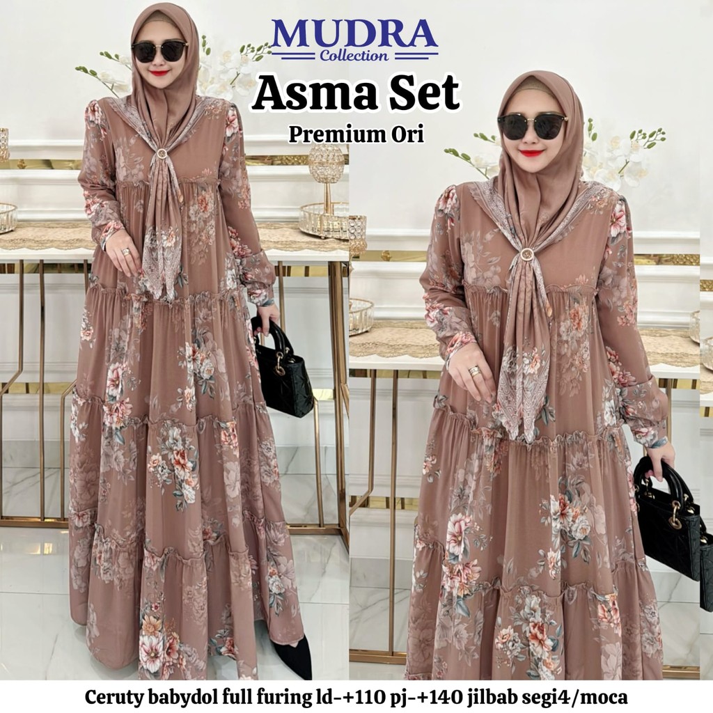 Maxy jumbo Asma set/dress kondangan mewah/ dress wanita resmi/dress rok umbrella/baju pesta wanita m