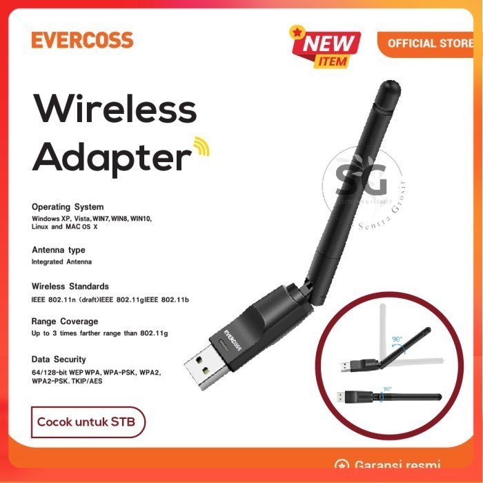 Evercoss Wifi Dongle WF-1  untuk PC laptop STB WIRELESS ADAPTER EVERCOSS WF1 WIFI DONGLE [SG]