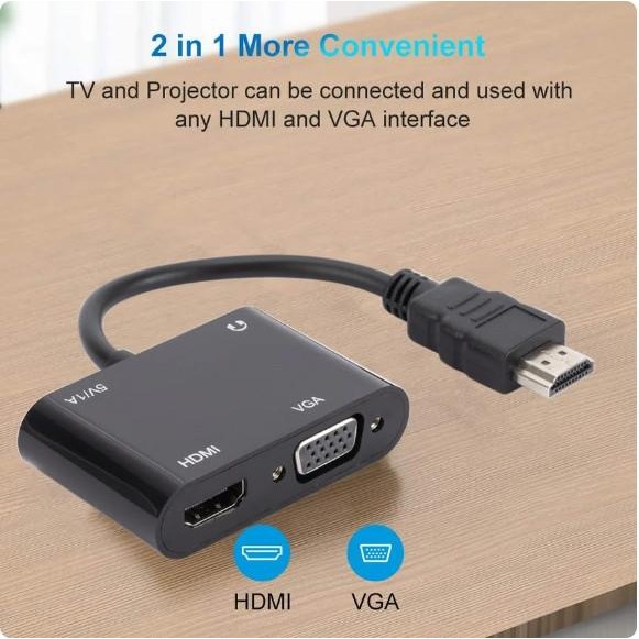 KABEL CONV HDMI TO VGA MODEL KABEL DAN CONVERTER HDMI INPUT LAPTOP / PC TO OUTPUT MONITOR VGA - kabe