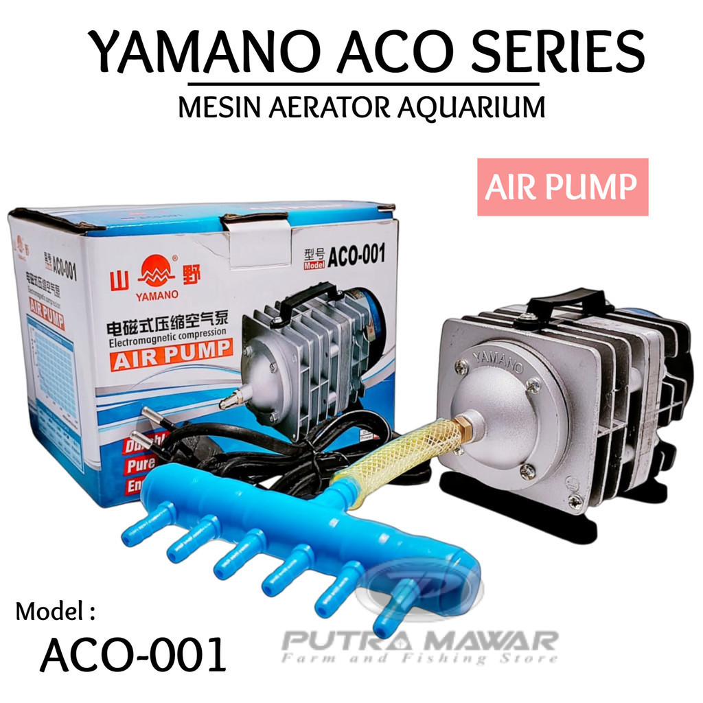 Yamano Aco 001 Aerator Udara Air Pump 25 Watt Lubang 6 Buat Kolam Aquarium Ikan Koi dan Lainya Super