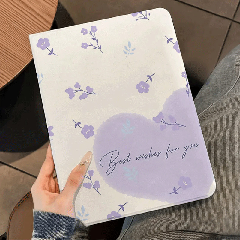 Bunga ungu sederhana Case tablet iPad Mini 4 Mini 5 7,9”Mini 6 Mini 7 8,3” Air 1 2 9,7”4 5 10,9" Pro