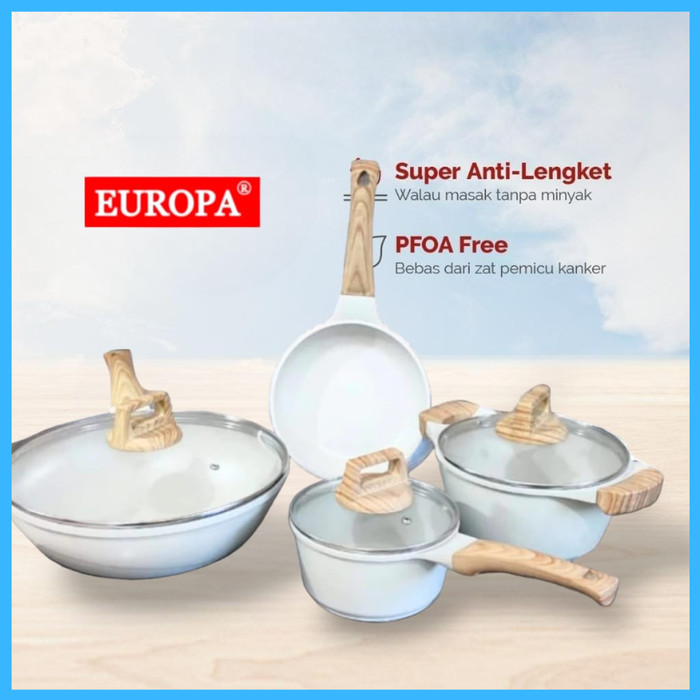 Europa cookware marble Fry pan sauce pan wok pan wajan anti lengket - Fry pan 20cm
