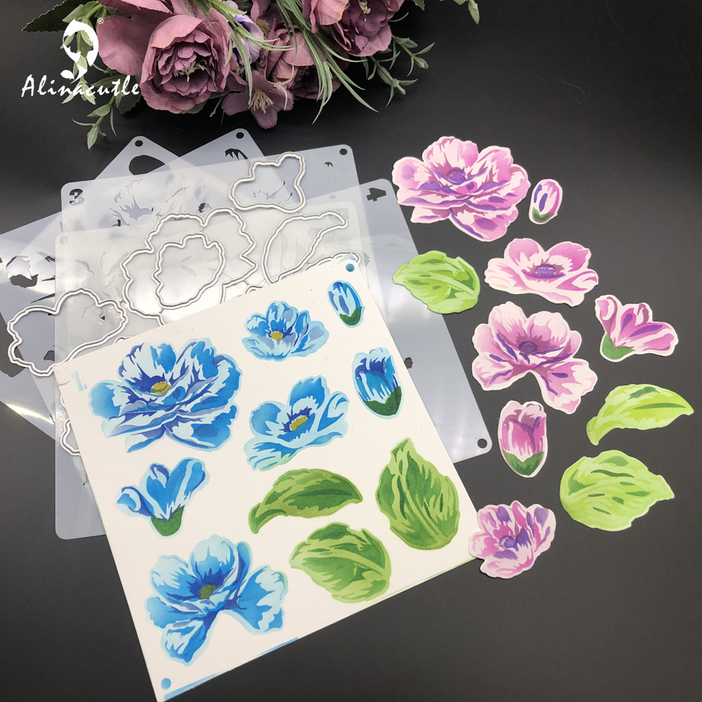 

Alinacutle Layered Flower Stencils with Metal Cutting Die Cut Scrapbook Paper Craft Album Handmade Card Template Die Cutting