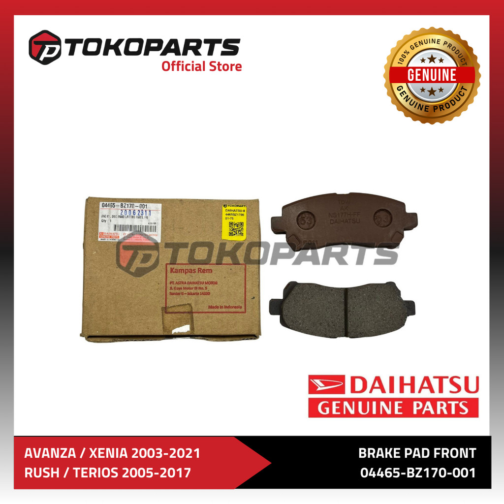 Brake Pad Kampas Rem Depan ORI DAIHATSU Avanza/Xenia/Veloz 2003-2021 Rush/Terios 2006-2017 04465-BZ1