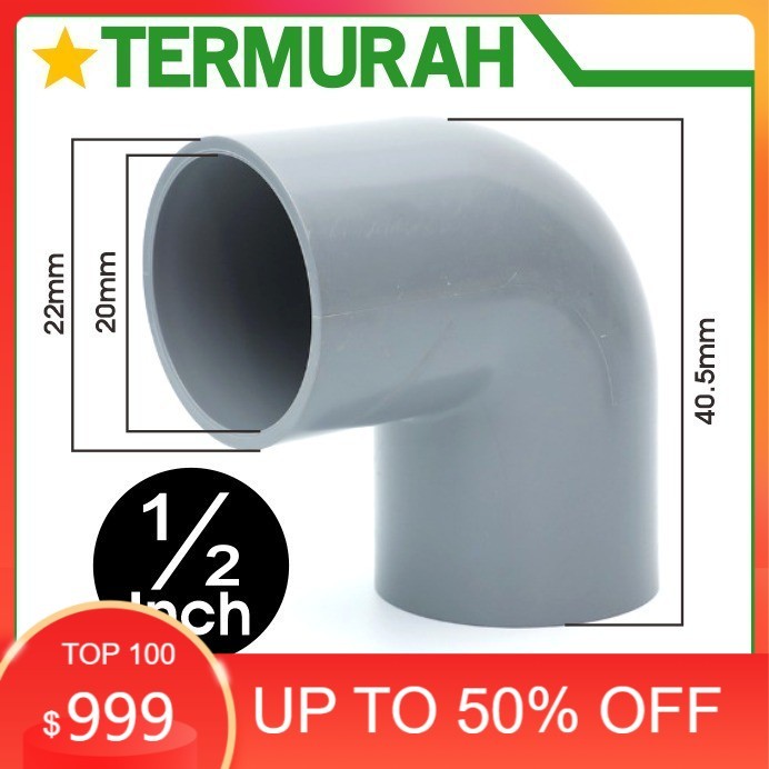 sambungan knee 0,5in 0,5 elbow 0,5in 0,5 0.5in 0.5 sock drat fitting socket Knee Keni Sunrise Pralon