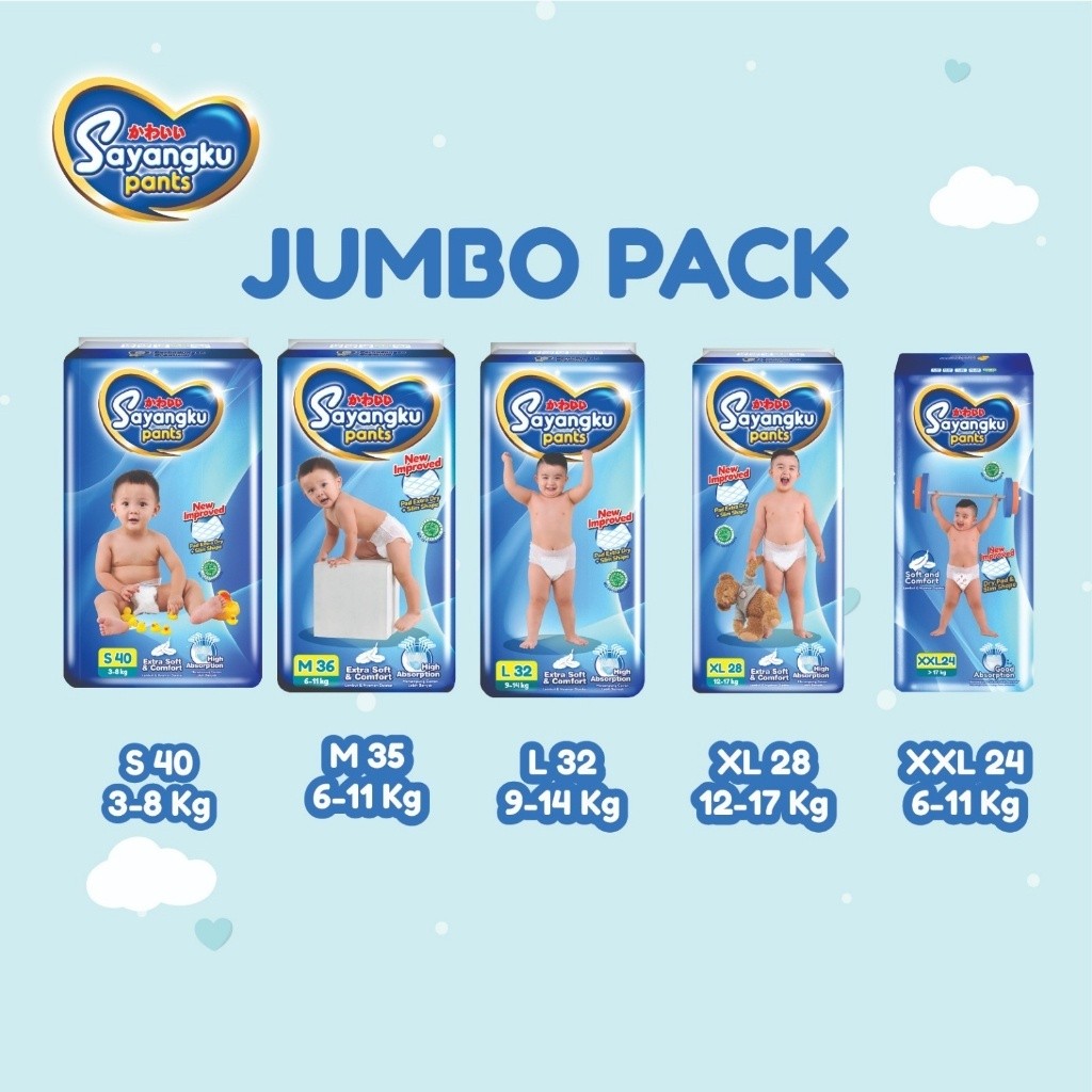 SAYANGKU PANTS DIAPER S10 S40 S30 M36 L8 L32 XL7 XL14 XL28 XXL24
