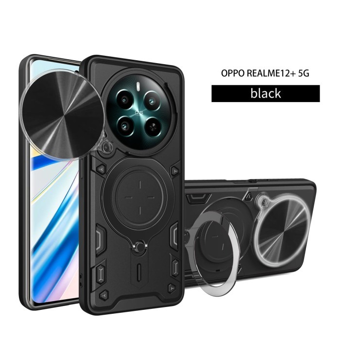 REALME 12+ PLUS 5G MAGNETIC CAMERA SLIDE 360 RING STAND SOFTCASE