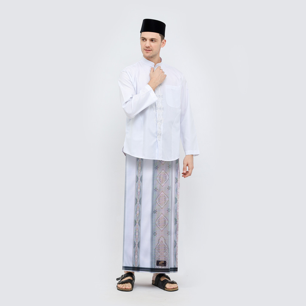 Sarung ATLAS Idaman 590 Jacquard Classic Motif A5-JPA Putih Coklat