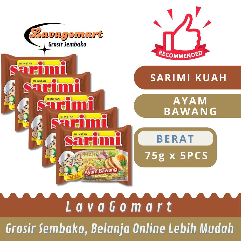 

SARIMI KUAH AYAM BAWANG 75g - 5PCS - LAVAGOMART- BANDUNG
