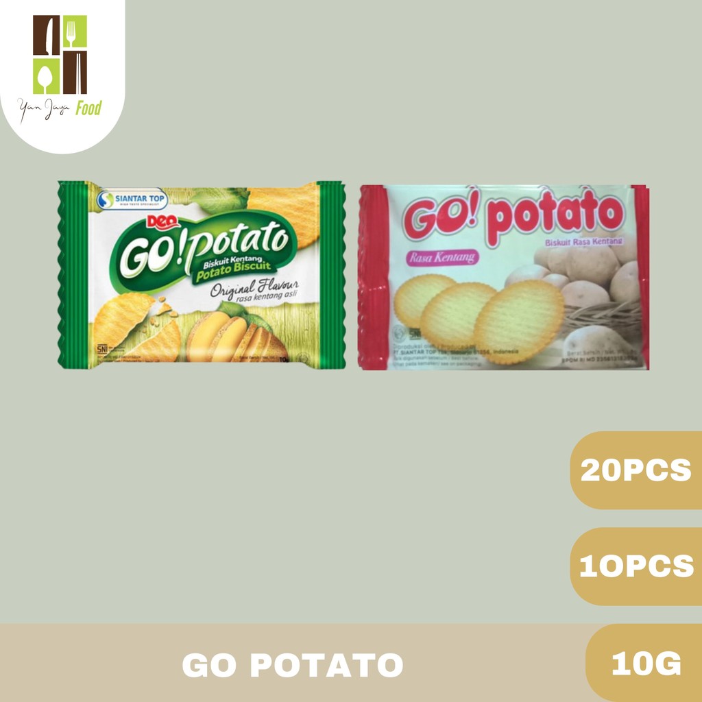 

GO Potato / Biscuit Kentang Rasa Original / Kentang 10g 10 Pcs / 20 Pcs