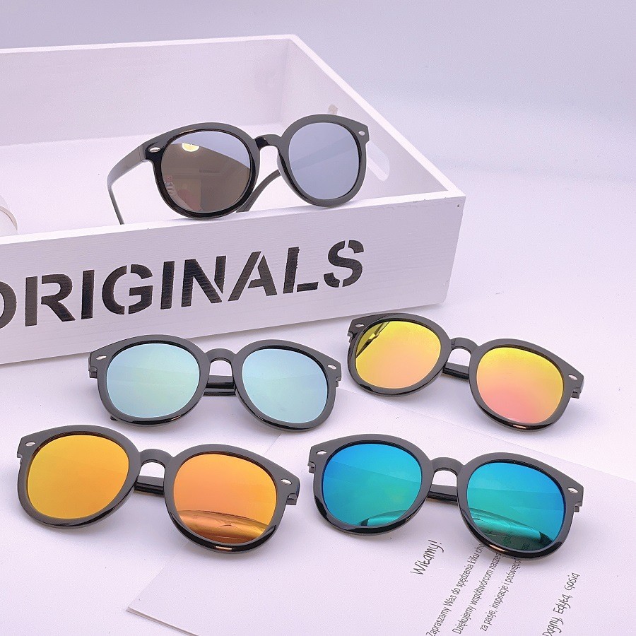 Gaya Korea Fashion Xiaomi Kuku Berwarna-warni untuk Kacamata Oval Bingkai Kacamata Hitam Anak Laki-l