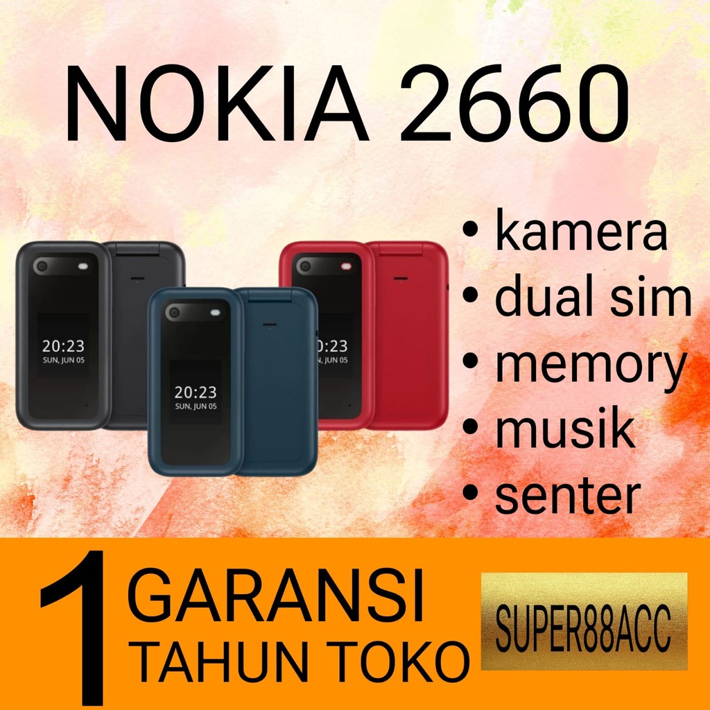 HP NOKIA 2660 (BARU) [GARANSI 1 TAHUN] Kamera, Memori, Musik, Radio, Senter, Dual SIM, Senter Bagus