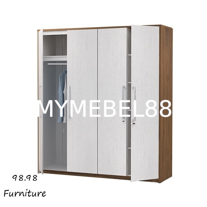 [MYMEBEL88] PROMO TERMURAH EXPO Lemari Pakaian 4 Pintu 195cm - Lemari Baju Gantungan Tinggi - Lemari