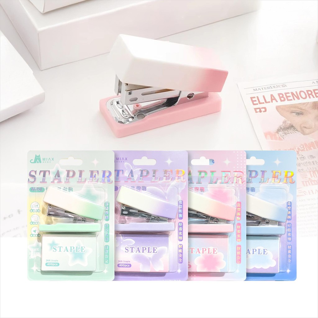 

NA Stapler Mini Free Refil / Set Staples Dengan Isi / Staple Hekter Cute / Perlengkapan Kantor