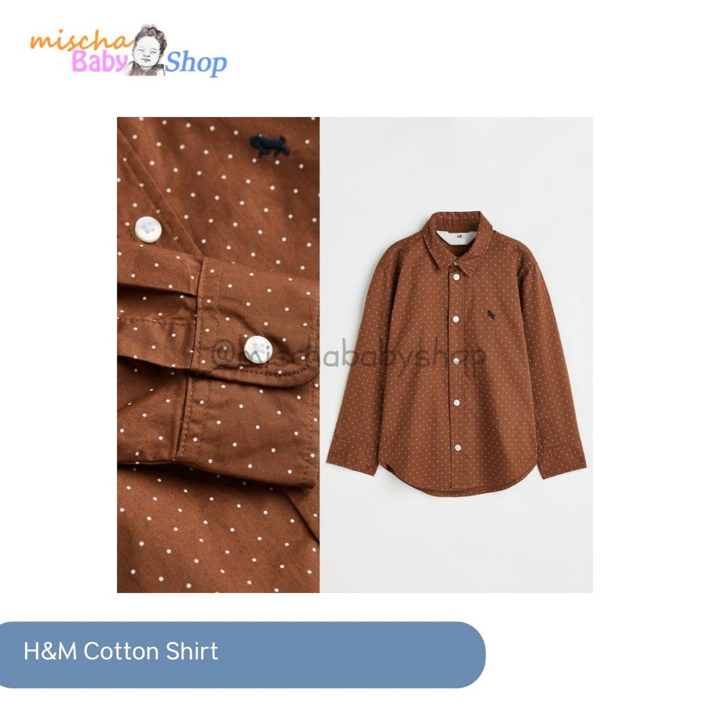 HnM Cotton Shirt Brown/Dotted | Kemeja Anak Laki-laki