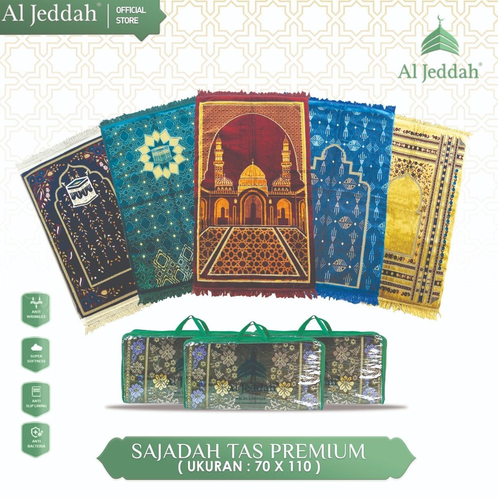 Sajadah Busa Tebal Turkey Premium AL JEDDAH 70x110 | Sajadah Turki Asli Sejadah Import FREE Tas Seja