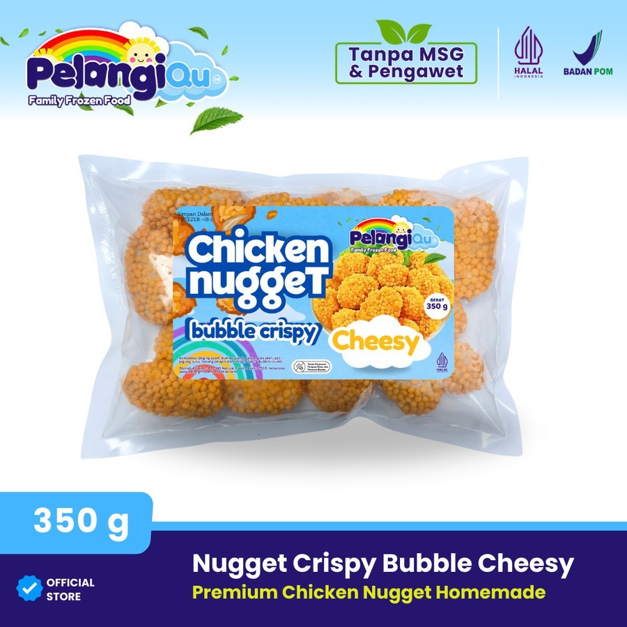 

Pelangi Anak Nugget Ayam Crispy Bubble Keju Cheddar - Nugget Pelangi Non MSG Non Pengawet (350 g)