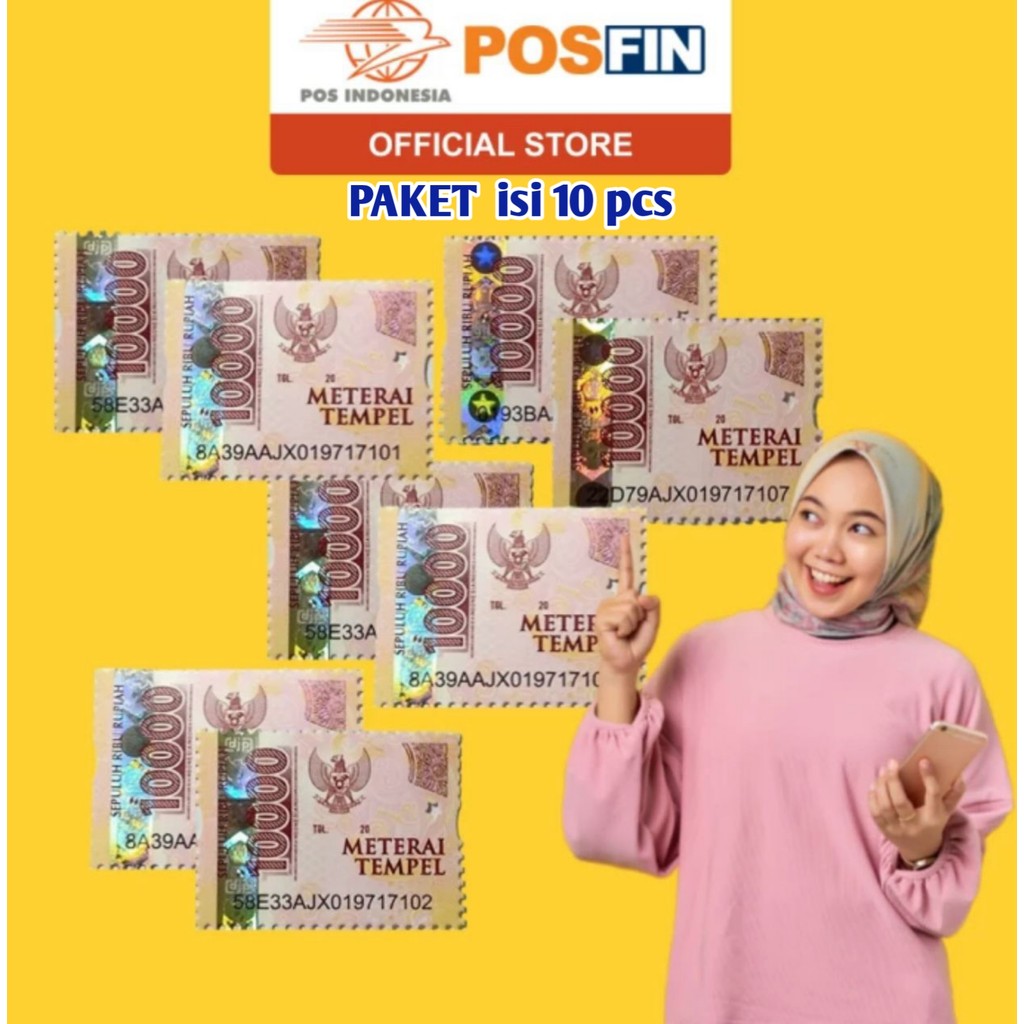 

Materai 10000 Asli Pos Indonesia Meterai Matrai Perangko 10 pcs