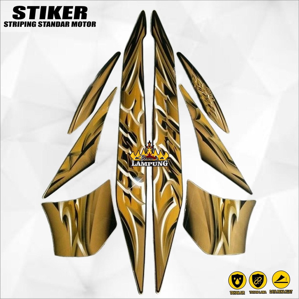 Sticker Striping Full Set Lis List Body Motor Mio Soul 2010 Karbu Warna Gold Emas Standar