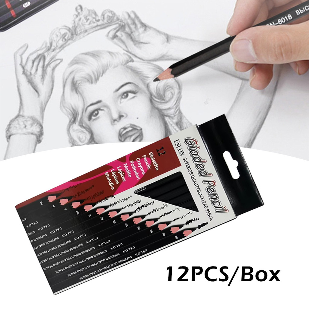 

2H-8B Pensil Drawing Sketch 12pcs Pensil Sketsa Charcoal Sketch Charcoal Pencils Set Untuk Art Paiting