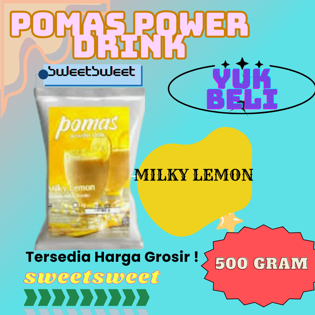 

Sweetsweet Pomas Lemon Tea Powder Drink | Bubuk Minuman Rasa | Serbuk Boba Bubble Kekinian 500 Gram