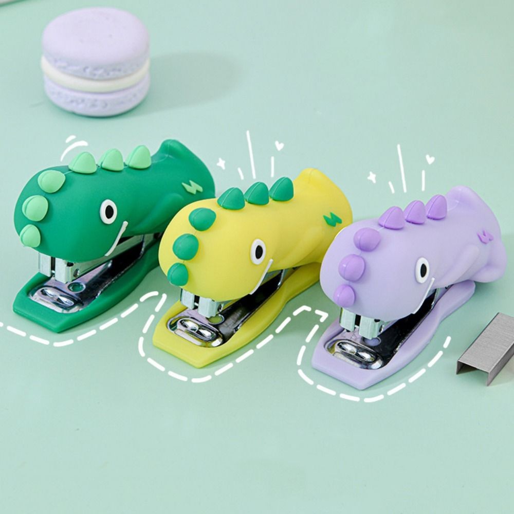 

Cute Cartoon Mini Dinosaur Stapler Decorative Silicone Portable Stapler Handheld Paper Stapling Tool For Desk Stationery