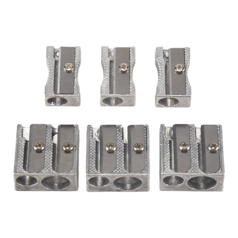

6 Pcs Metal Pencil Sharpeners, Single And Dual Hole Pencil Sharpeners Manual Art Sharpeners For Colored Pencils