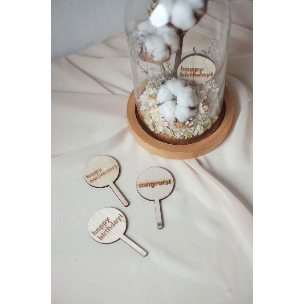 Custom Topper kayu ( untuk glass dome)