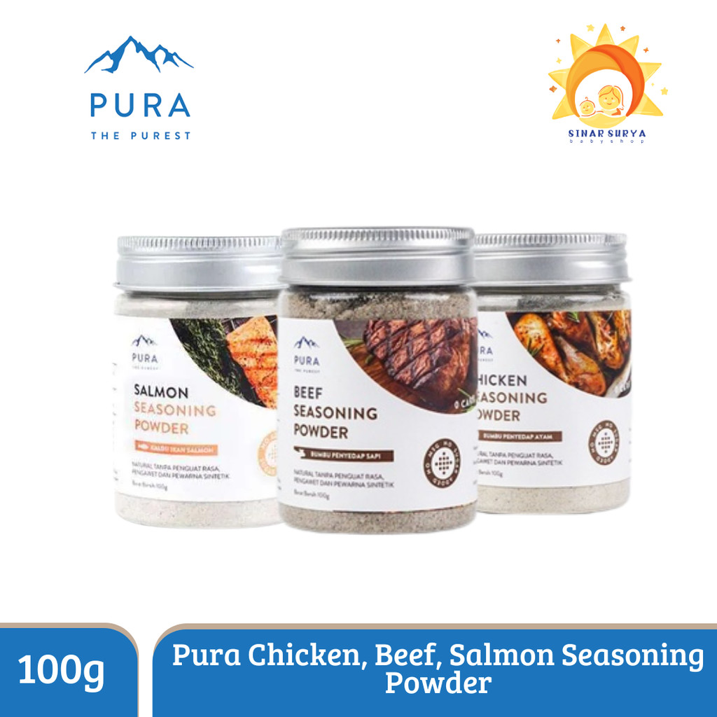 

Pura Chicken, Beef, & Salmon Seasoning Powder – Bumbu Alami yang Menghadirkan Rasa Lezat dan Nikmat pada Setiap Hidangan Ayam, Daging Sapi, dan Salmon