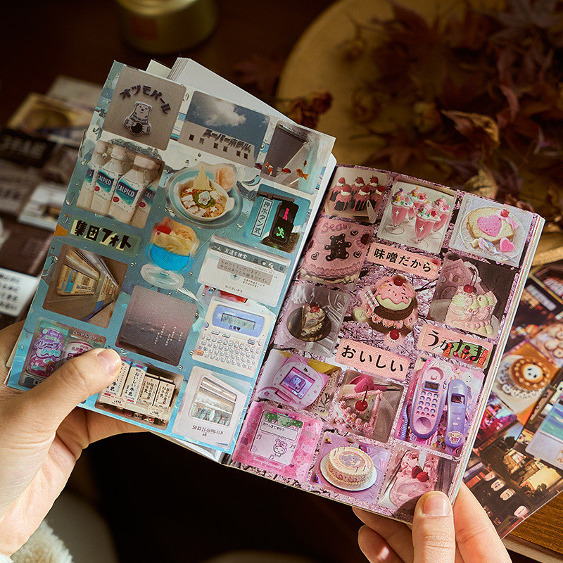 

20 Sheets Japanese Retro Dessert Cut Film Sticker Book Y2K Sticker Journal Handbook Scrapbooking Kawaii Decoration Sticker Gift