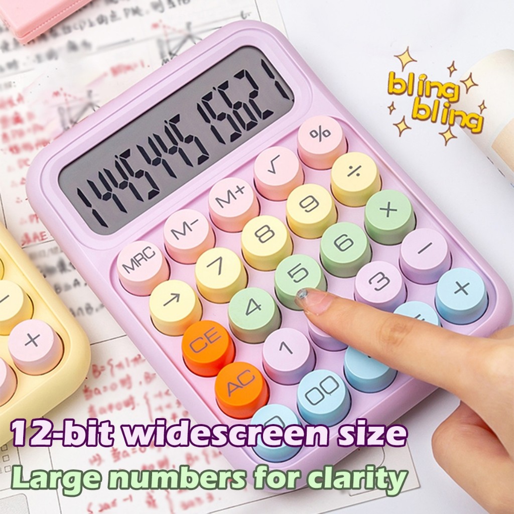 

【Dotding】Kawaii Korea Dopamin Kalkulator Warna 12digis Display Besar Keyboard Dot Mekanik Tombol Besar Alat Tulis Sekolah&Kantor Kalkulator Elektronik Warna Permen H356
