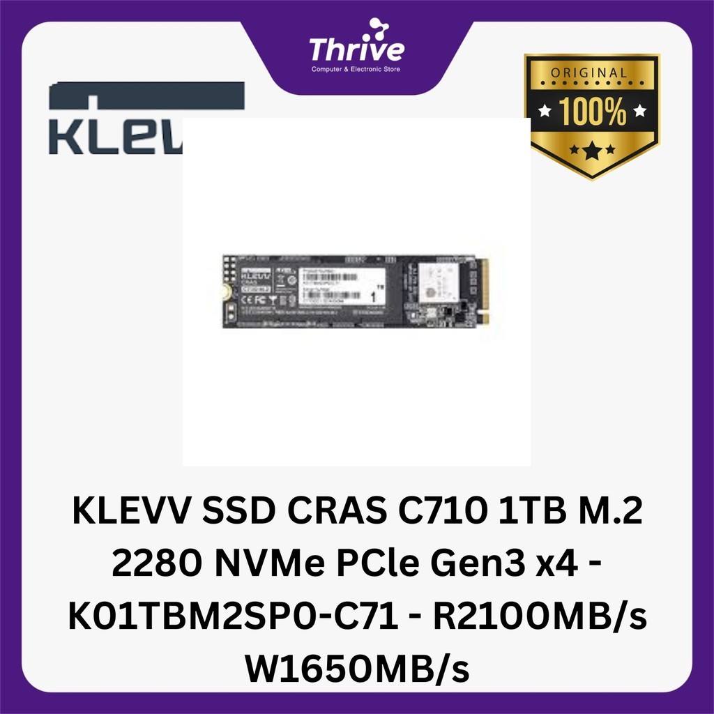 KLEVV SSD CRAS C710 1TB M.2 2280 NVMe PCle Gen3 x4 - K01TBM2SP0-C71 - R2100MB/s W1650MB/s