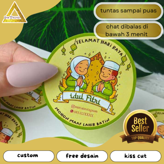 

INKA 5-8 Cetak Sticker Label Bulat Idul Fitri Stiker Lebaran Toples Label Kue Kering Cookies