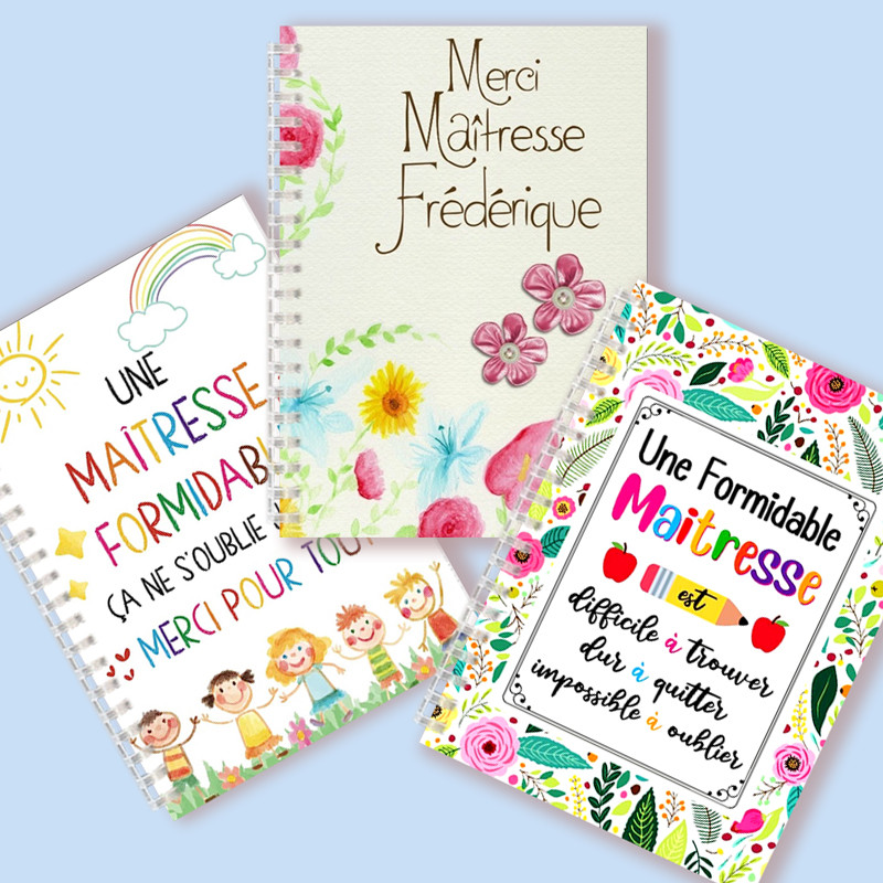 

A5 Spiral Notebook Merci Maitresse French Letter Word Teacher's Day Gift Thank You Super Atsem Maîtresse For Writing Note Book