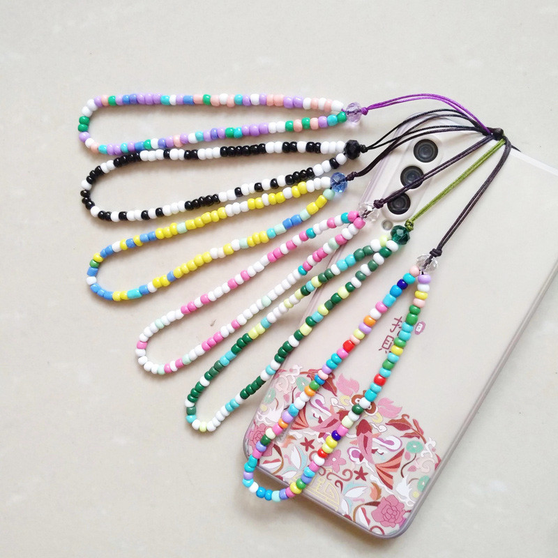 

New Acrylic Color Beads Phone Chain Lanyard Jewelry for Women Fashion Phone Strap Crystal Charm Phone Case Rope DIY Accessories