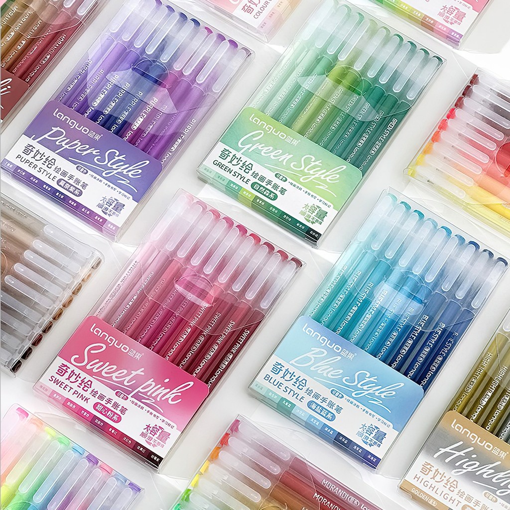 

9pcs Morandi Multi Color Pens Set Gel Ink Vintage Marker Liner 0.5mm Ballpoint Stationery Gift A6037