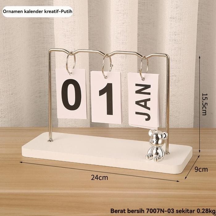 

Andma Beruang Kalender Ornamen Ruang Tamu Ruang Kantor Kalender Desktop Kantor Kreatif Kerajinan Logam Besi Eropa Bear Calendar Ornament Living Room Office Desktop Calendar Creative European Iron Metal Crafts - putih