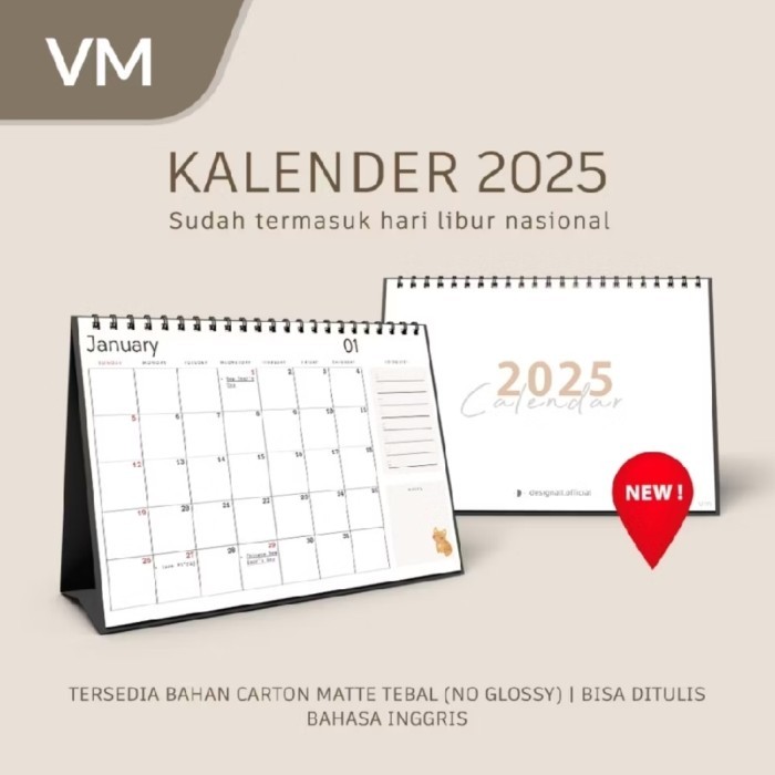

Andma Kalender 2025 Meja Duduk Aesthetic Spiral VM - Semi Glossy
