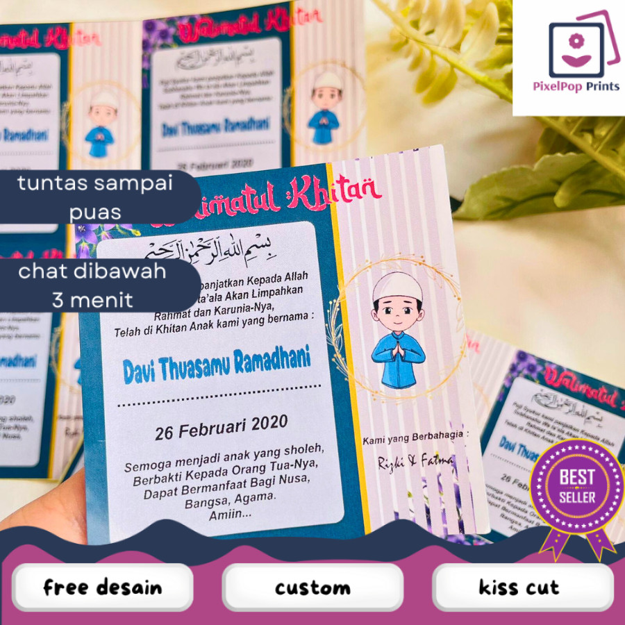 

Opikapip 2-6 STIKER LABEL TASYAKURAN KHITAN SYUKURAN WALIMATUL KHITAN BENTUK KOTAK