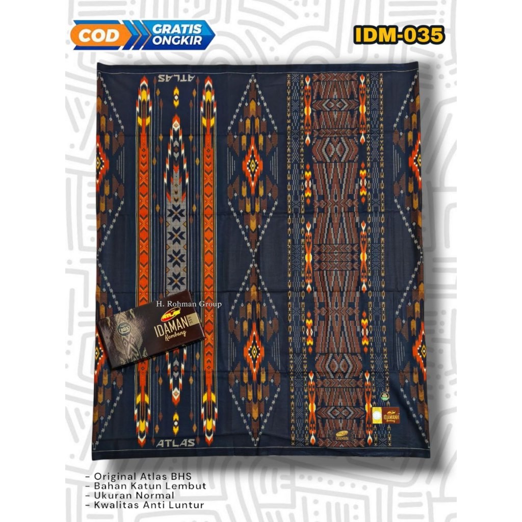 Sarung Atlas Idaman 555 Kembang Hitam Motif BHS