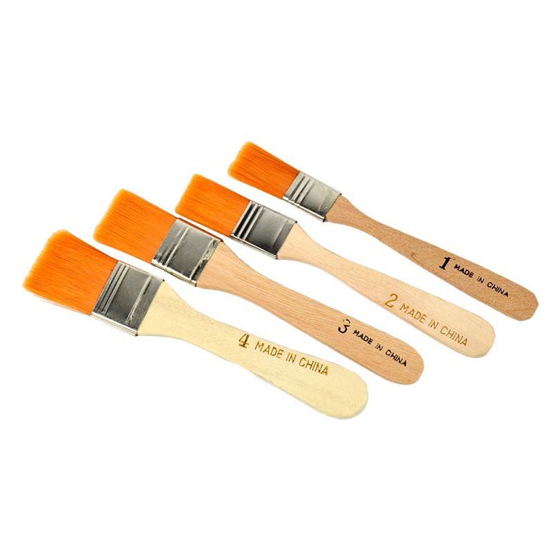 

4Pcs Painting Brushes Wooden Handle Nylon Hair Acrylic Oil Painting Brush Kit for Artist Drawing Brush
