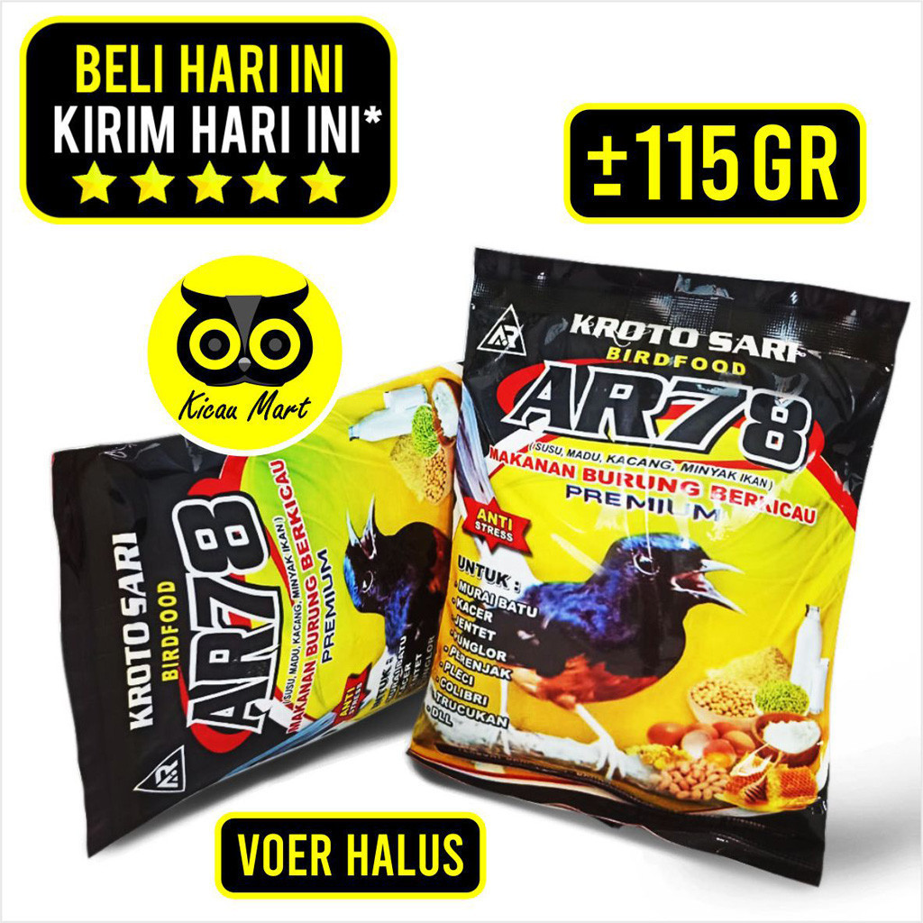 KICAU MART Pakan Burung Kicau Premium AR78 Voer Halus Kroto Sari Pur Makanan Burung Murai Beo Kacer 