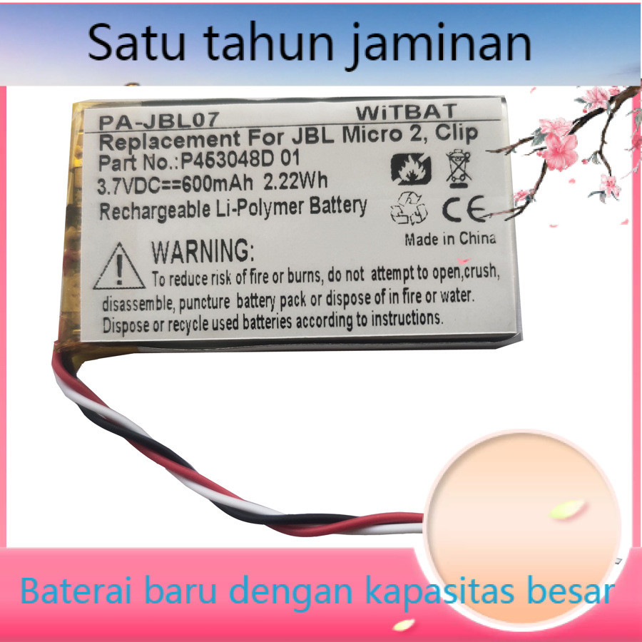 Baterai baru yang cocok untuk JBL CLIP Bluetooth speaker baterai P453048D 01