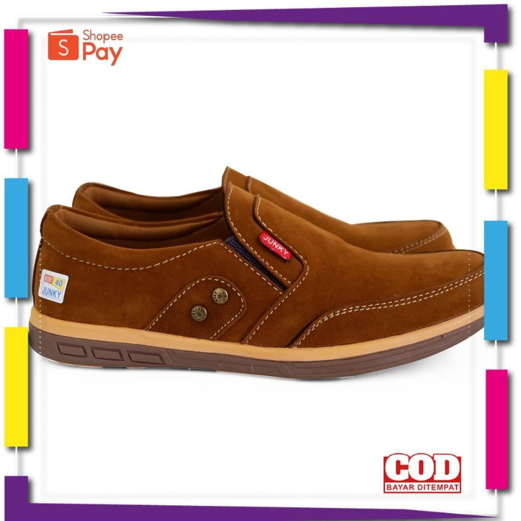 UKURAN SIZE 37 38 39 40 41 42 43 44 45 / Sepatu Slip On Pria Kerja Casual Kulit