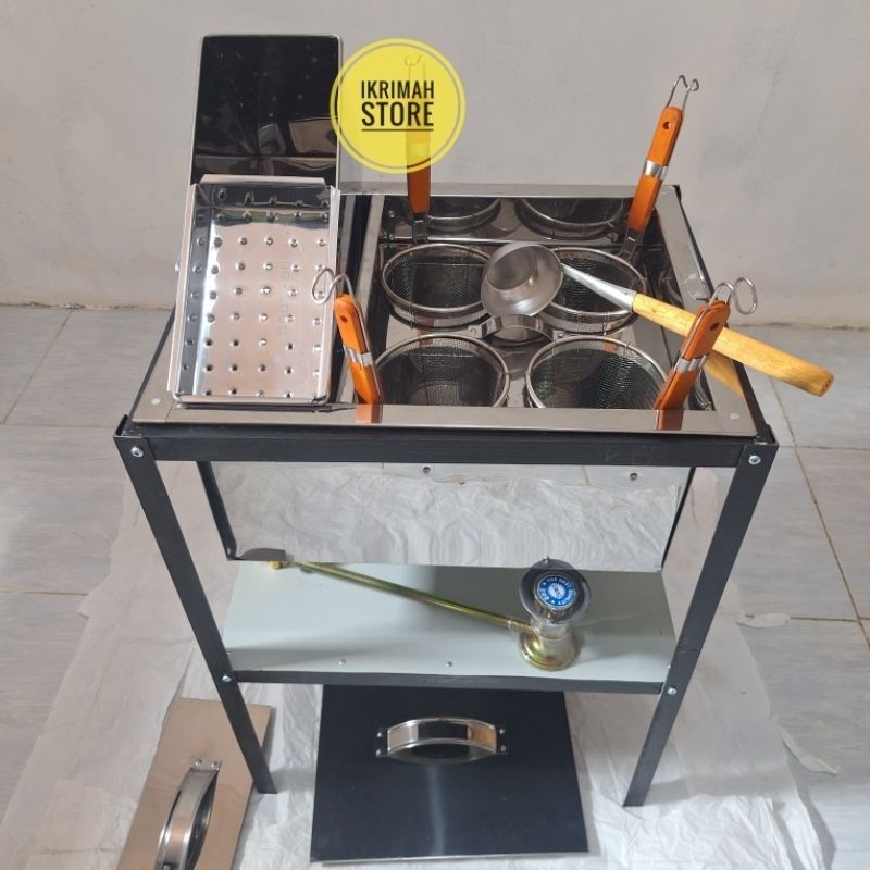 Dandang mie ayam kotak lubang 4 plus kuah fullset siap pakai