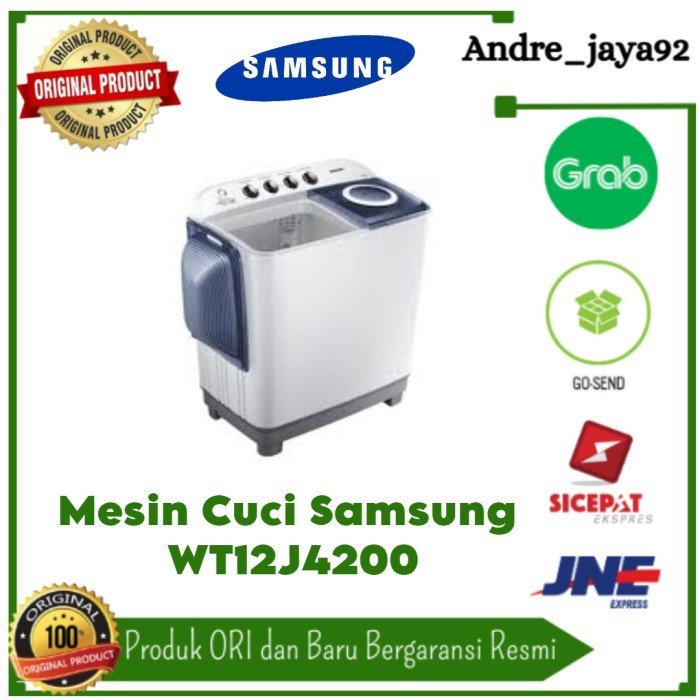 Mesin cuci samsung 2 tabung 12 kilo WT12J4200MB / WT12J4200